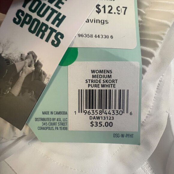 DSG Women's Mid-Rise Stride Skort With Built-In Short, White, Medium‎ - Picture 7 of 9